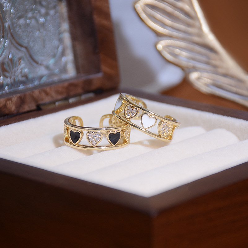 Bague cœur ouvert double en zircone cubique