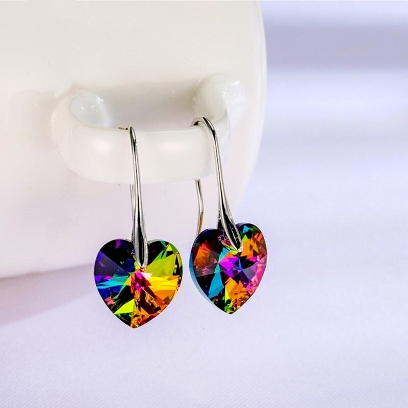 Boucles d'oreilles en forme de cœur en argent sterling plaqué