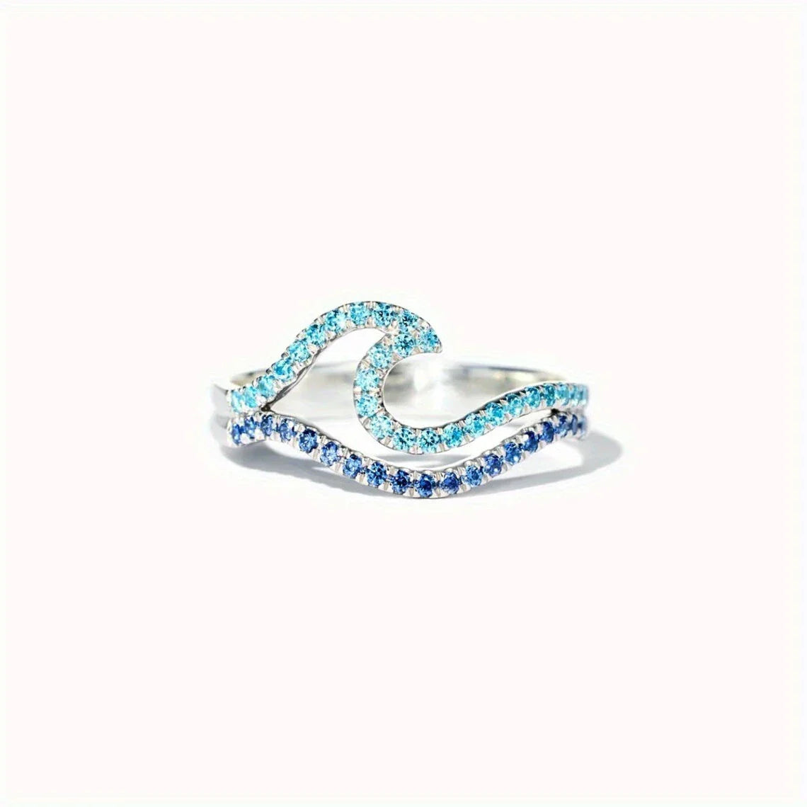 Bague vague océan scintillante