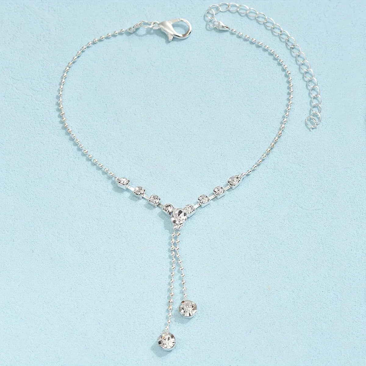 Bracelet cheville chaîne plaquée argent scintillante