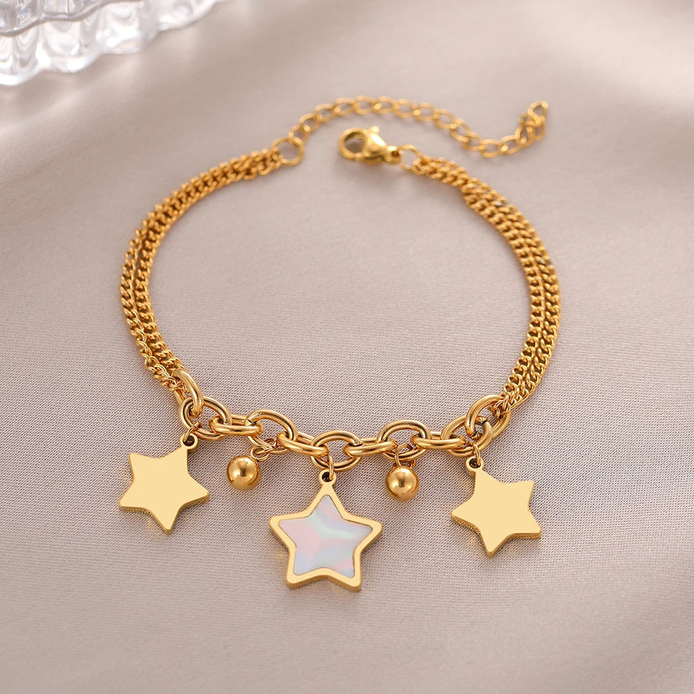 Bracelet étoile en émail classique doré