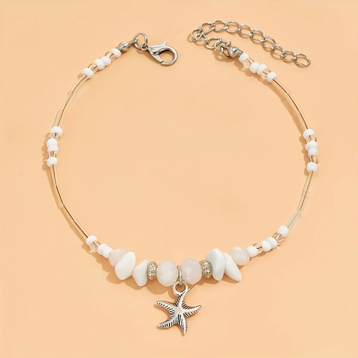 Bracelet de Cheville Irrégulière Étoile en Argent Bohème