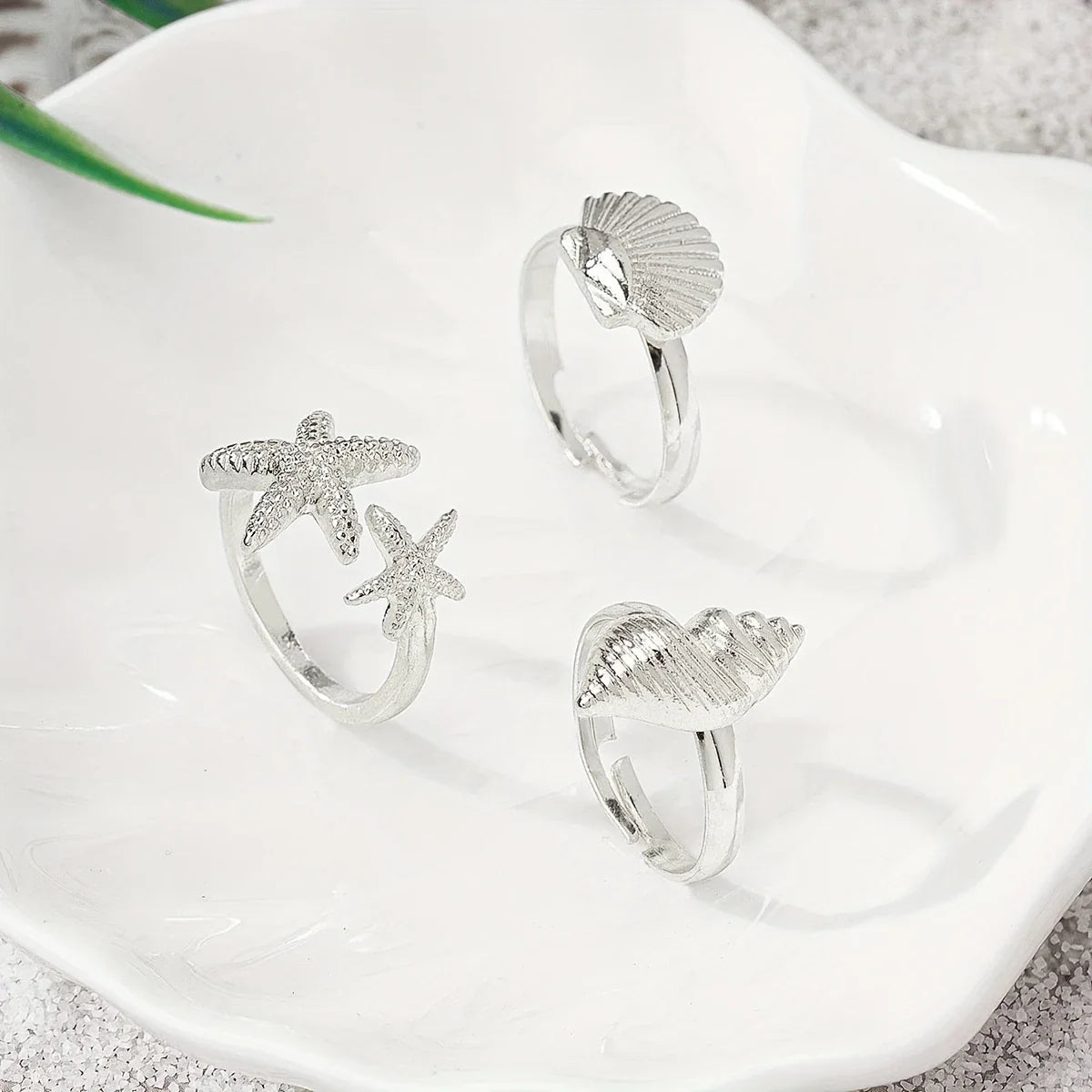 Ensemble de 3 Bagues en Or Coquillage, Étoile et Bigorneau