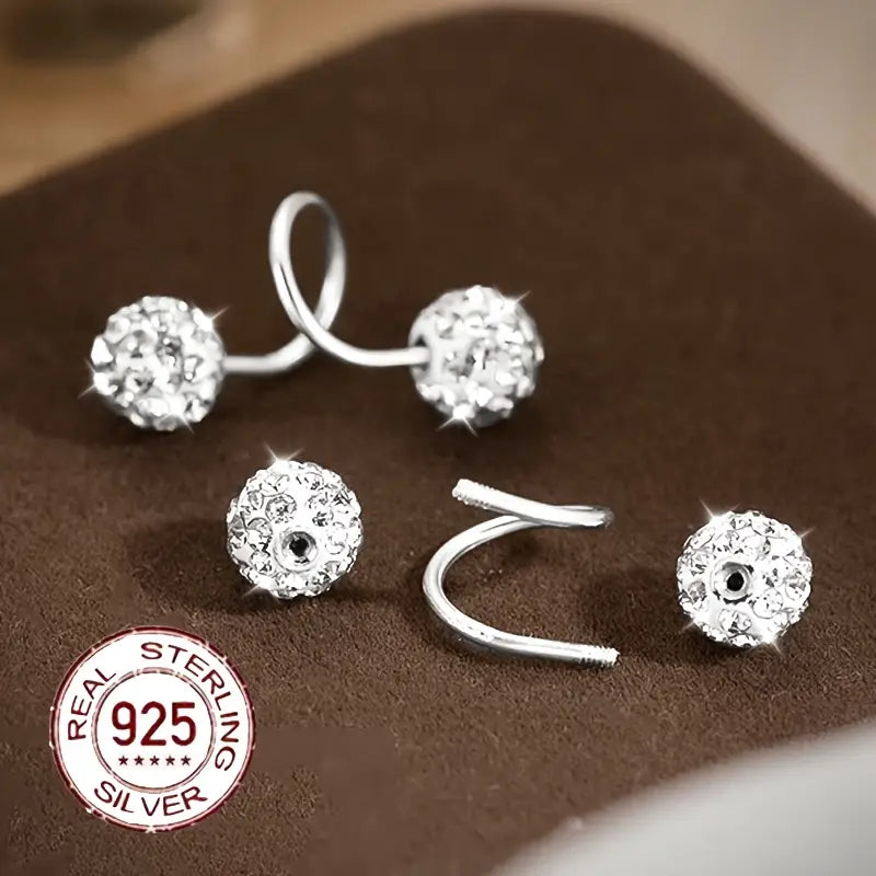 Boucles d'oreilles spirale double tête super scintillantes en zircone cubique