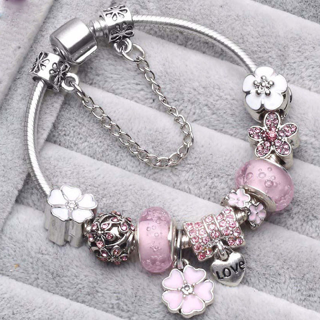 Bracelet d'Argent Vintage Rose