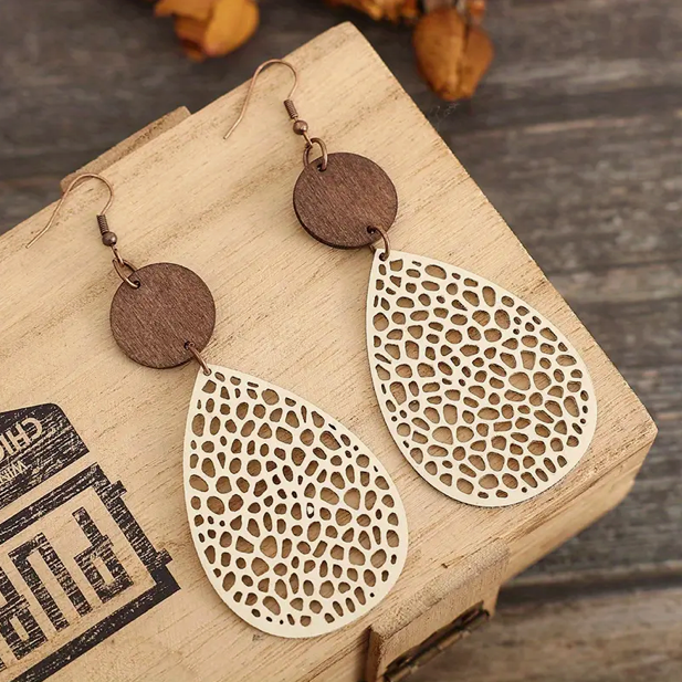 Boucles d'oreilles pendantes en cuir vintage