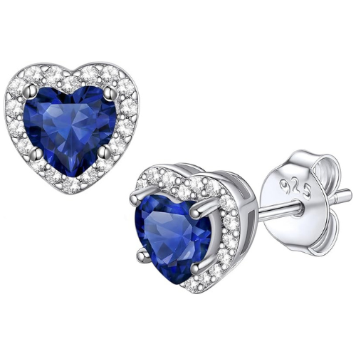 Boucles d'oreilles cœur saphir