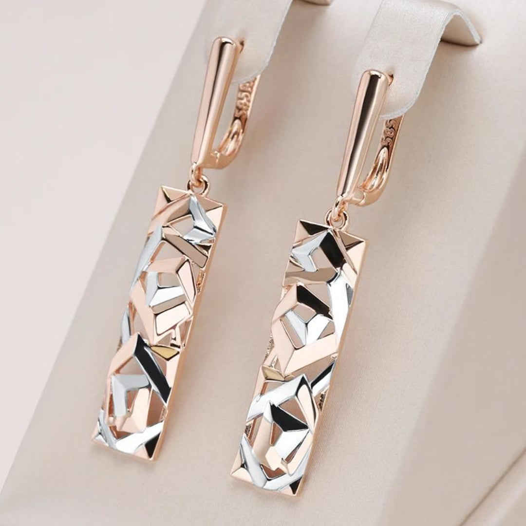 Boucles d'oreilles rectangulaires élégantes dorées et argentées