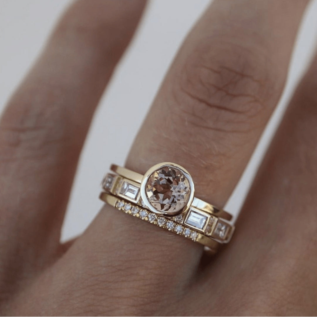 Bague en zirconium doré vintage