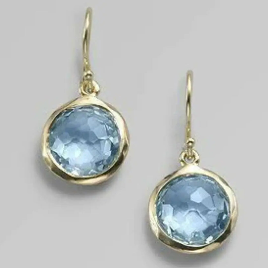 Boucles d'oreilles en cristal bleu double vintage