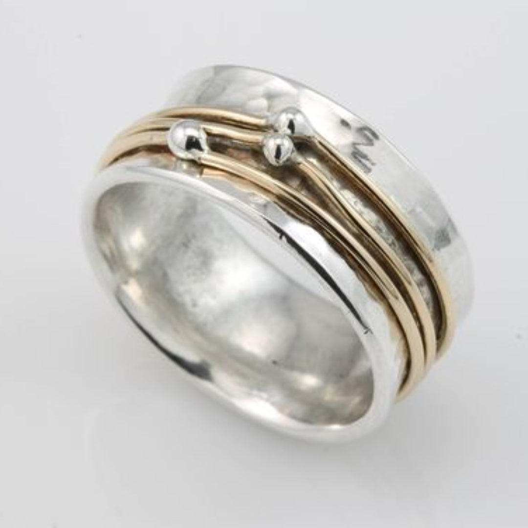 Bague plaquée argent vintage avec couches dorées