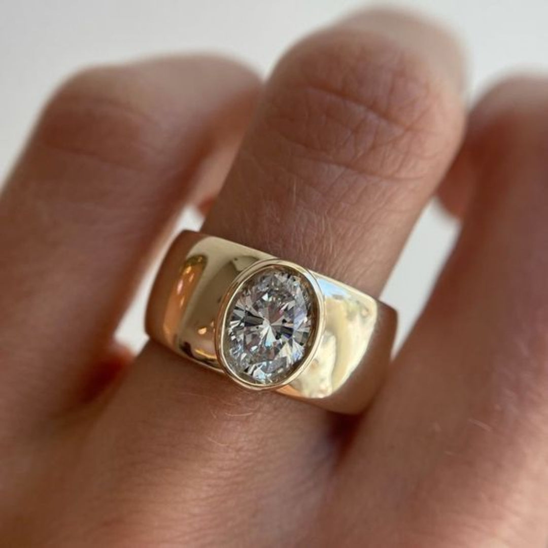 Bague dorée double en zircone cubique vintage