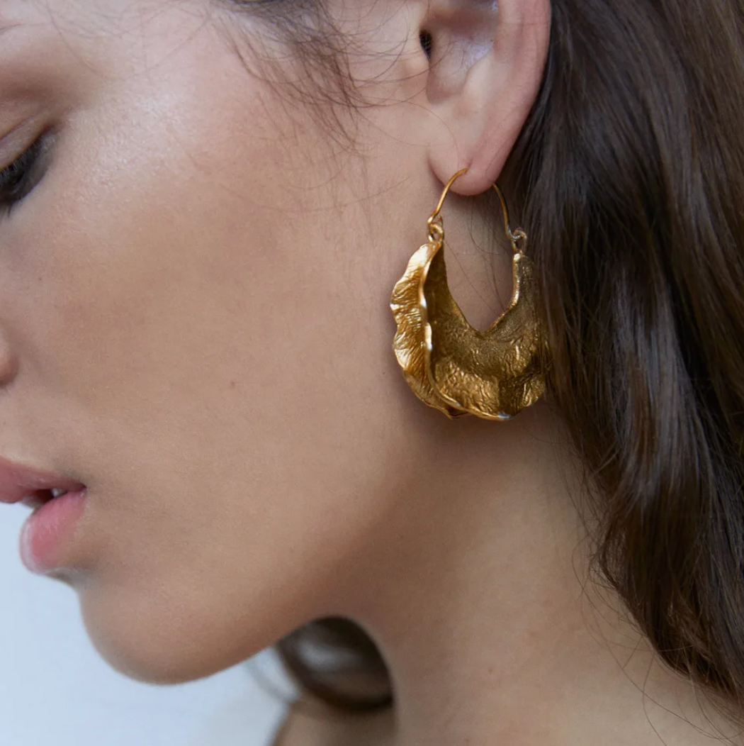 Boucles d'oreilles grandes demi-citrouille dorées
