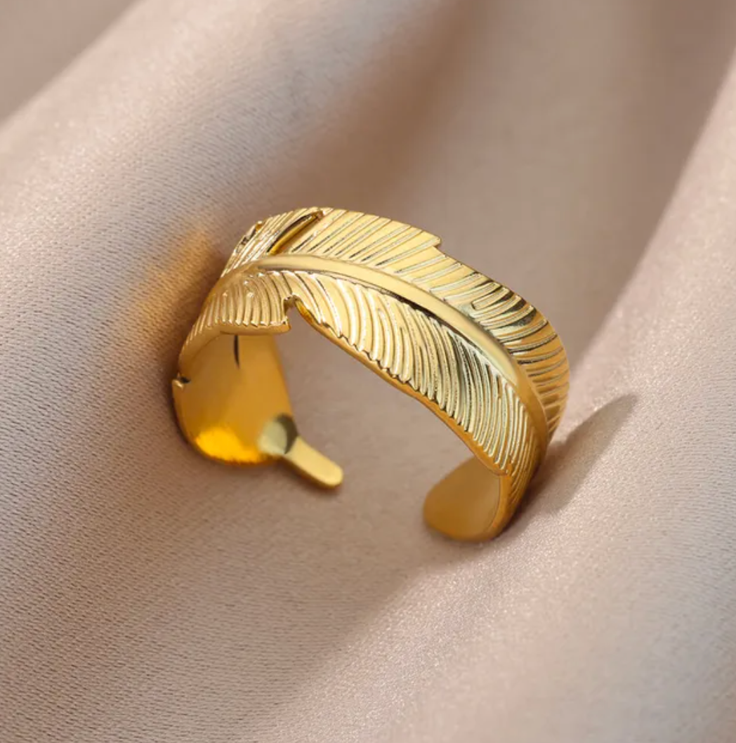 Bague feuille tropicale dorée