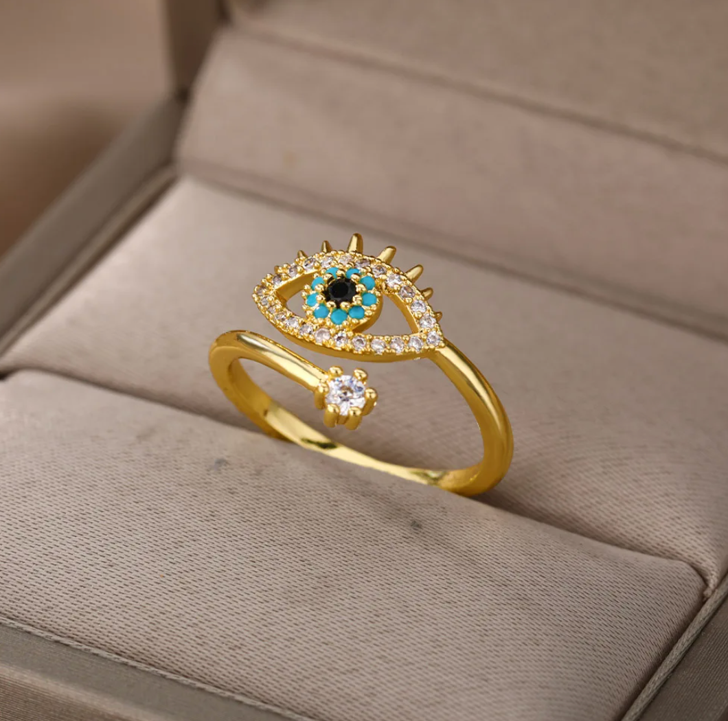 Bague œil maléfique dorée