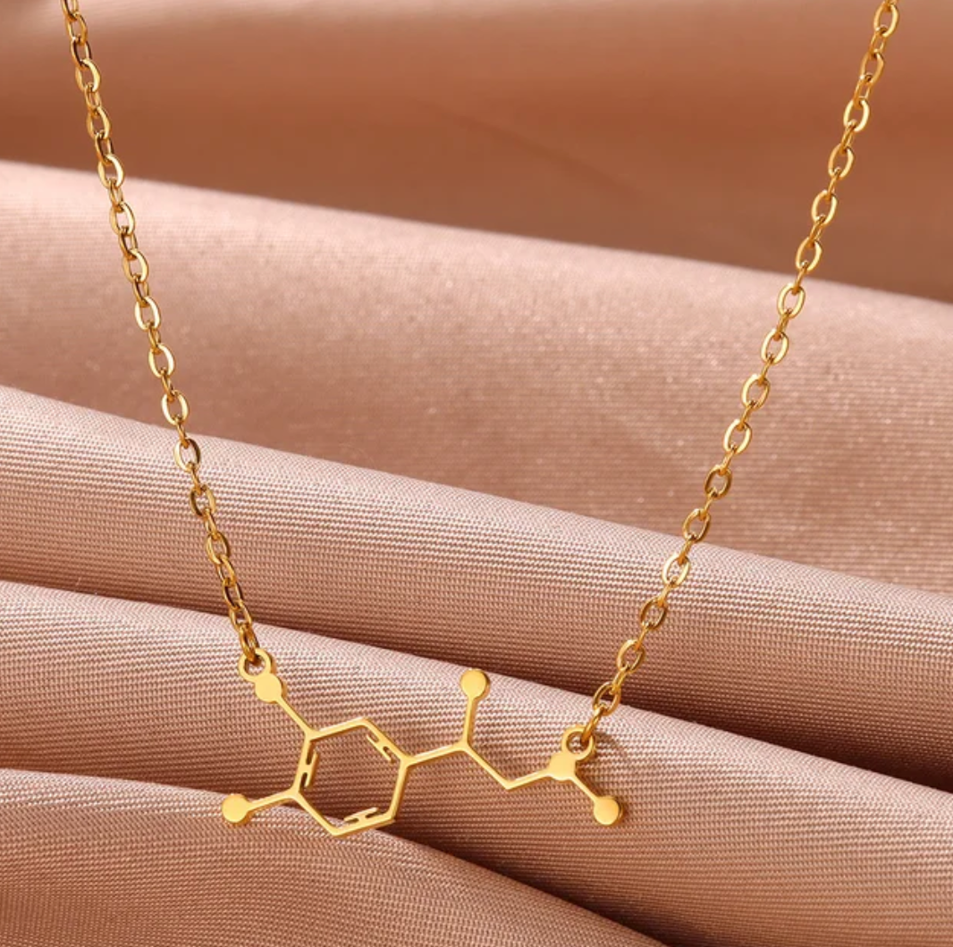 Collier dopamine "bonheur", plaqué or 18 carats