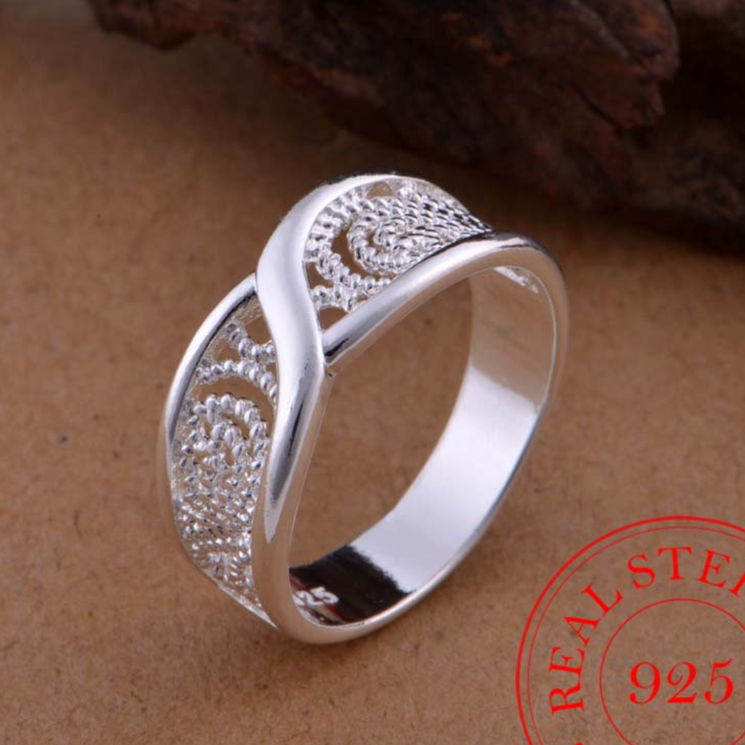 Bague gravée infini en argent sterling plaqué