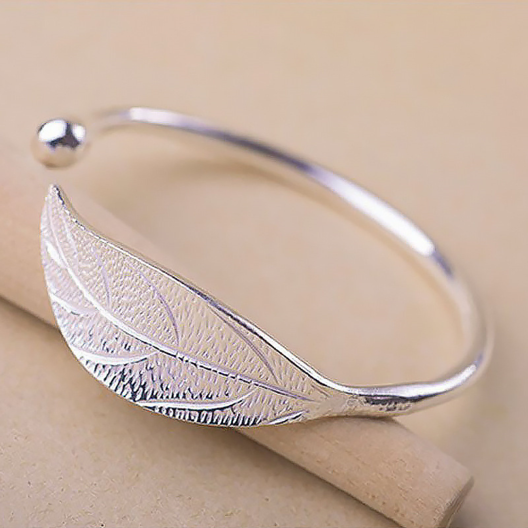 Bracelet réglable en forme de feuille en argent sterling plaqué