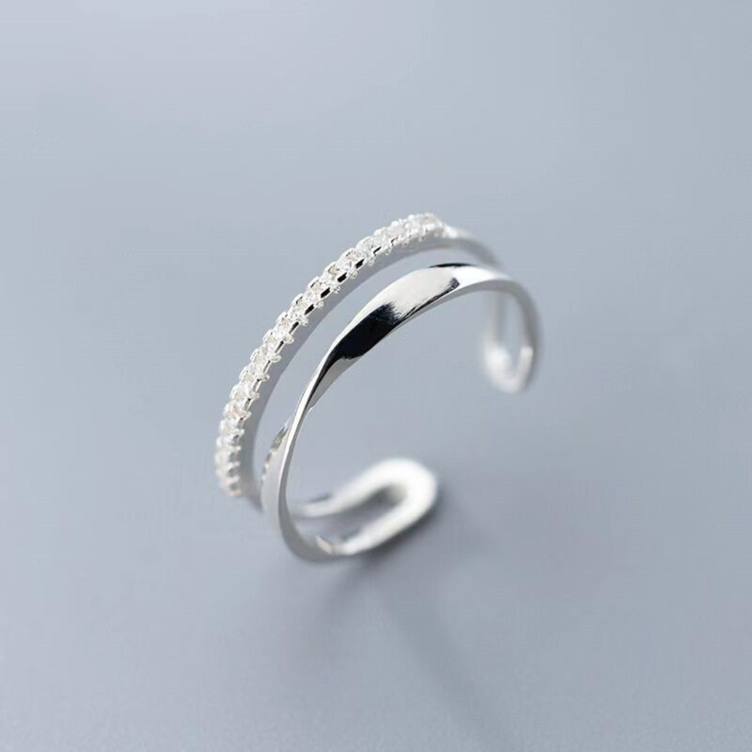 Bague réglable en argent sterling plaqué