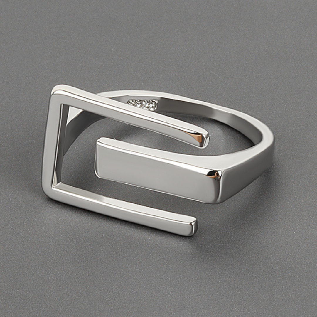 Bague moderniste réglable en argent sterling plaqué