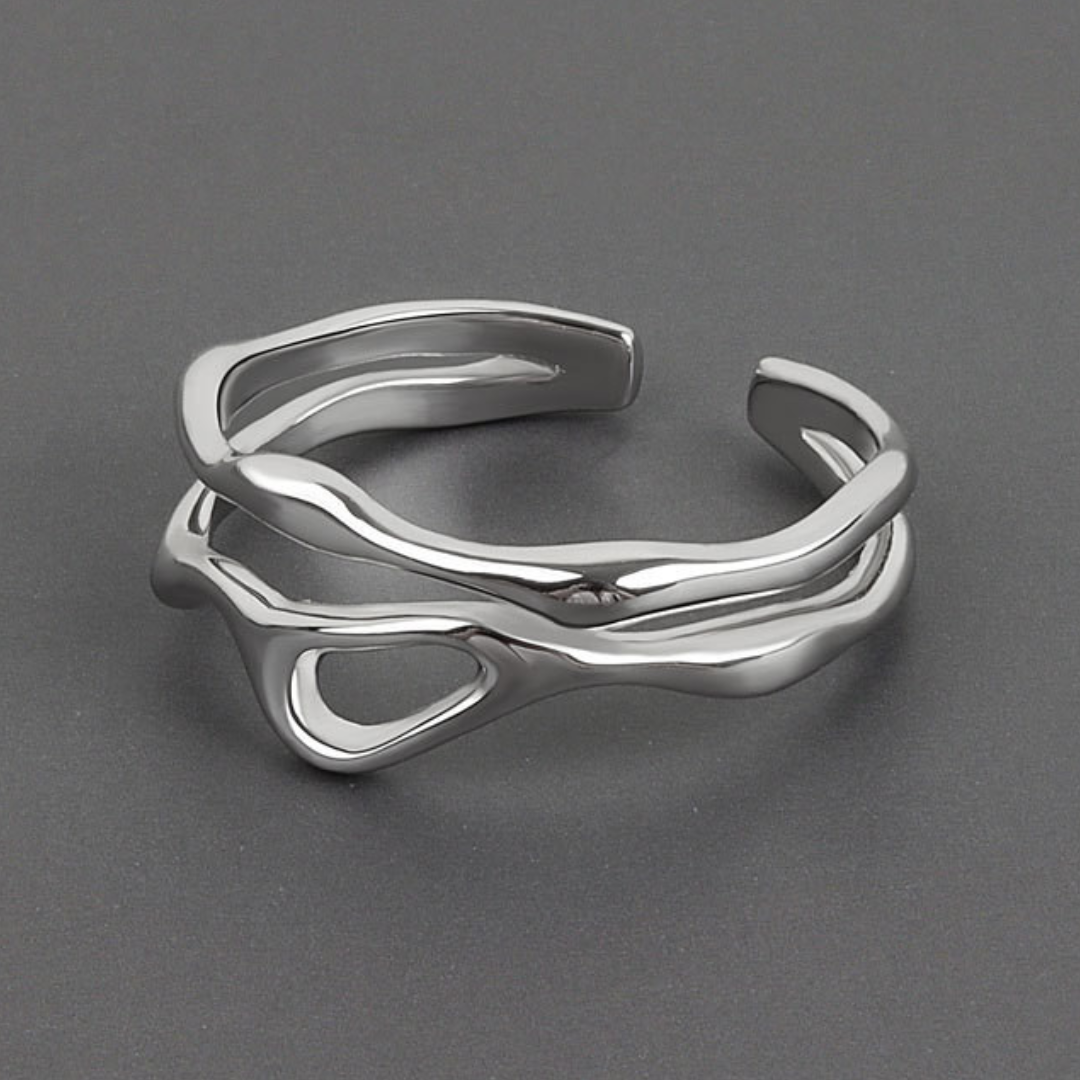Bague branche d'arbre réglable en argent sterling plaqué