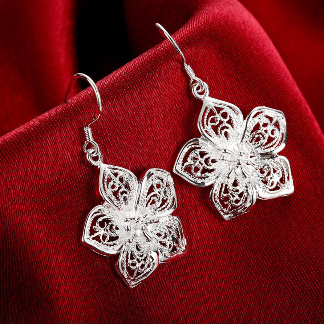 Boucles d'oreilles florales en argent sterling plaqué