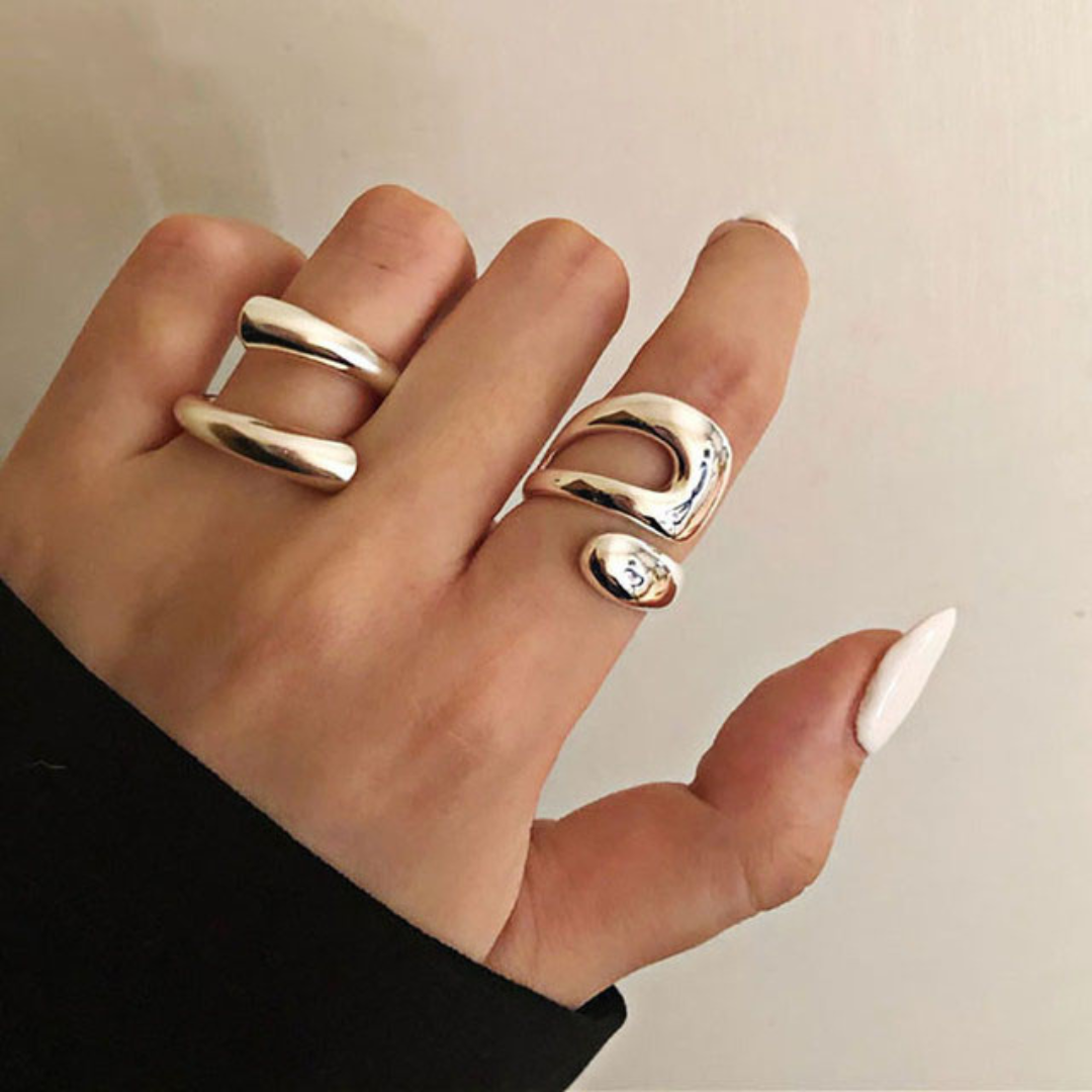 Bague spirale moderniste simple réglable en argent sterling plaqué