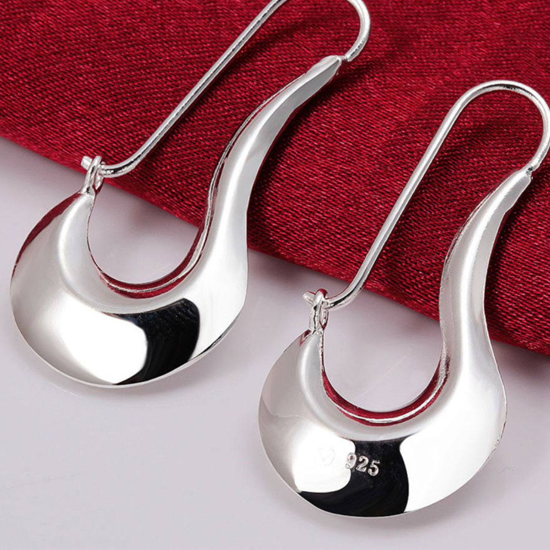 Boucles d'oreilles modernistes polies en argent sterling plaqué