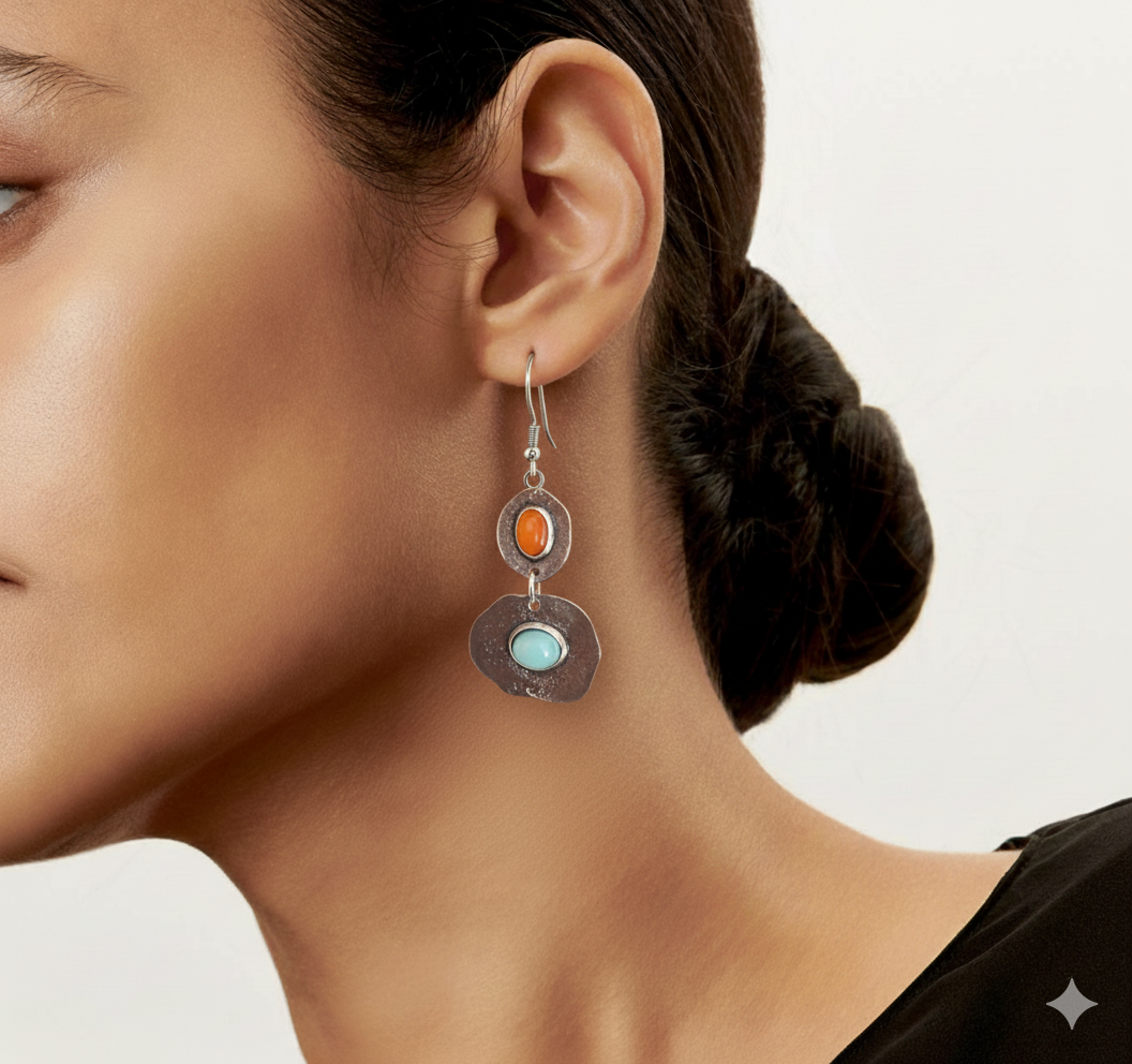 Boucles d'oreilles naturelles plaquées argent vintage