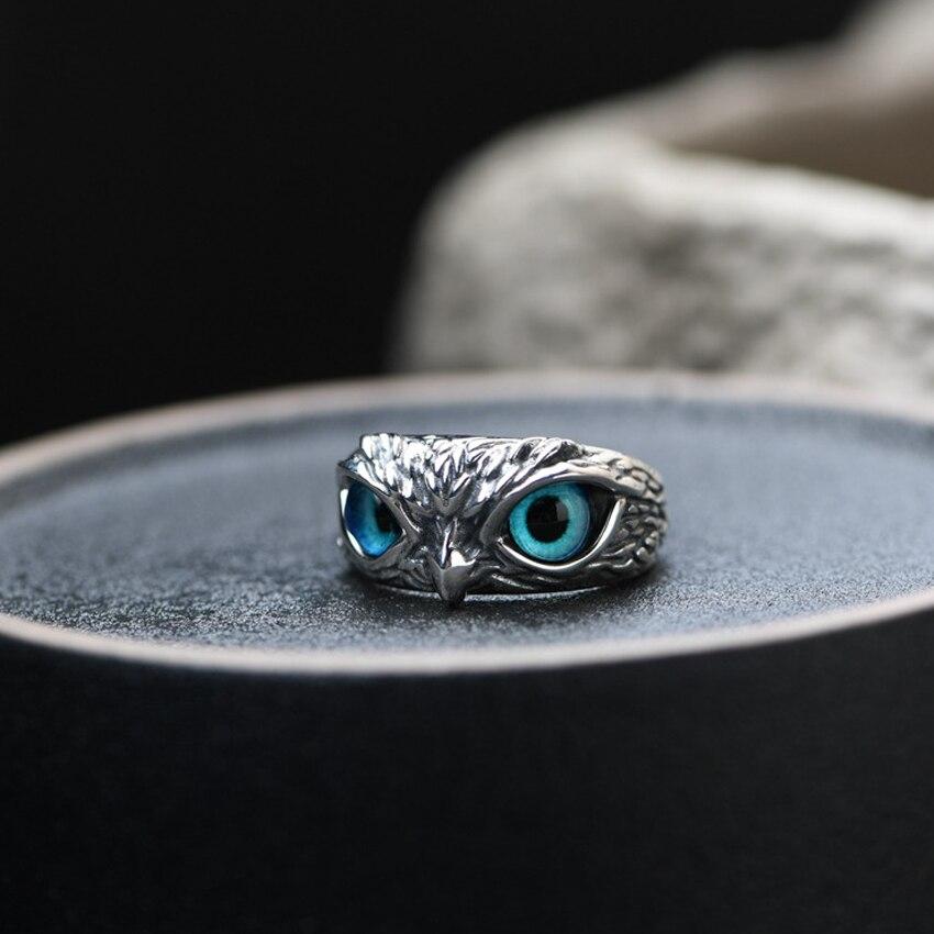Bague chouette porte-bonheur réglable en opale plaquée argent