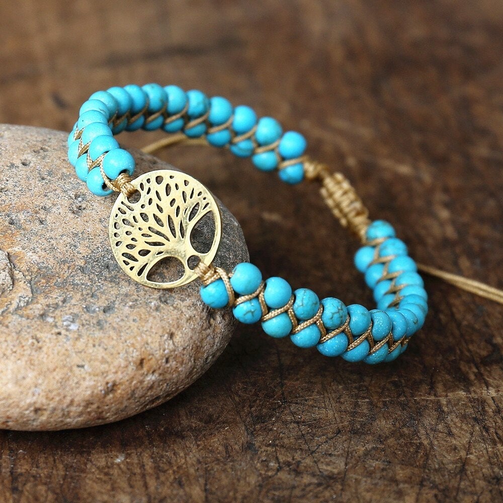 Bracelet Arbre de la Vie Pierre Turquoise Fait Main