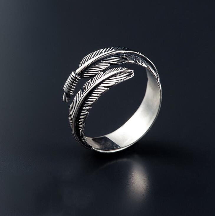 Bague en plume plaquée argent vintage