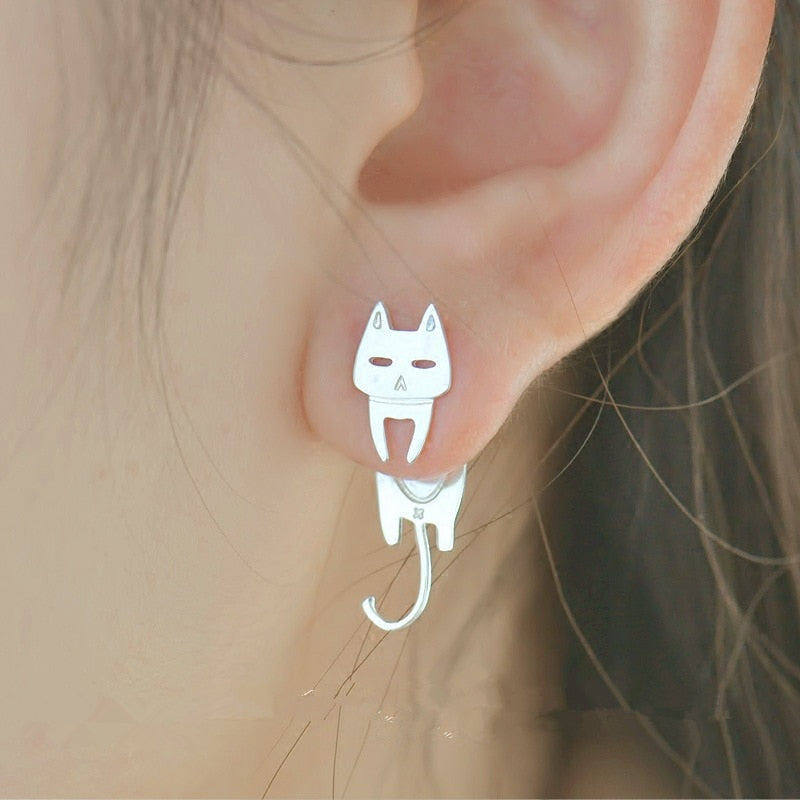 Boucles d'oreilles édition spéciale en argent 925 en forme de chat