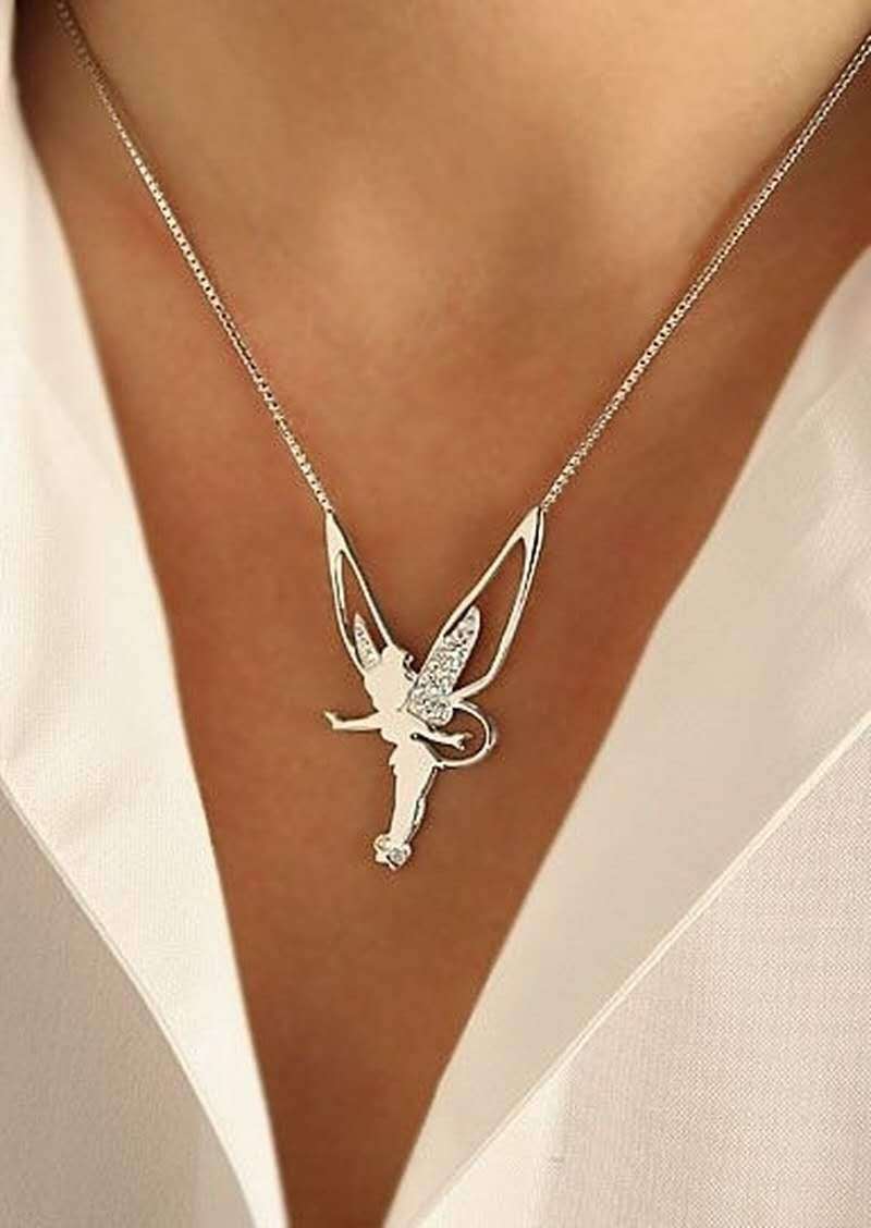 Collier fée porte-bonheur plaqué argent et doré
