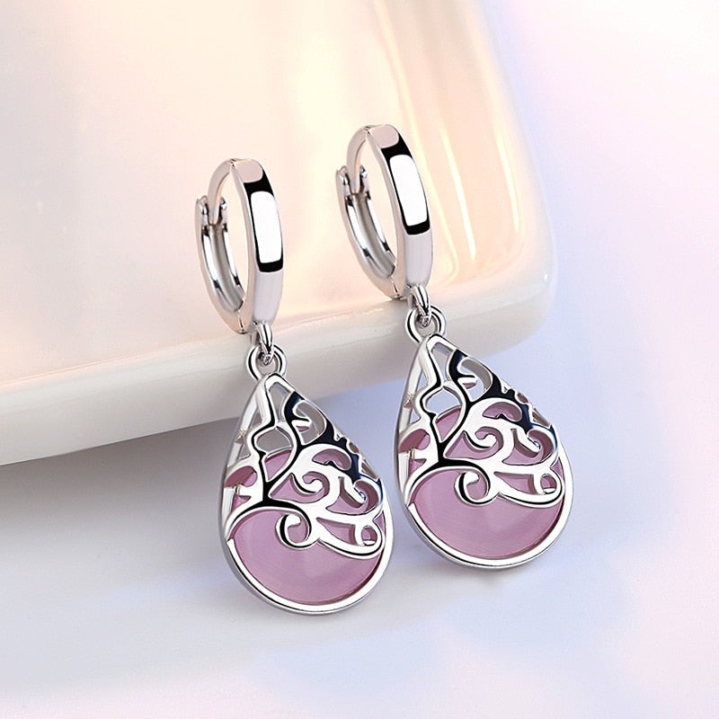 Boucles d'oreilles Arbre de Vie en argent sterling plaqué
