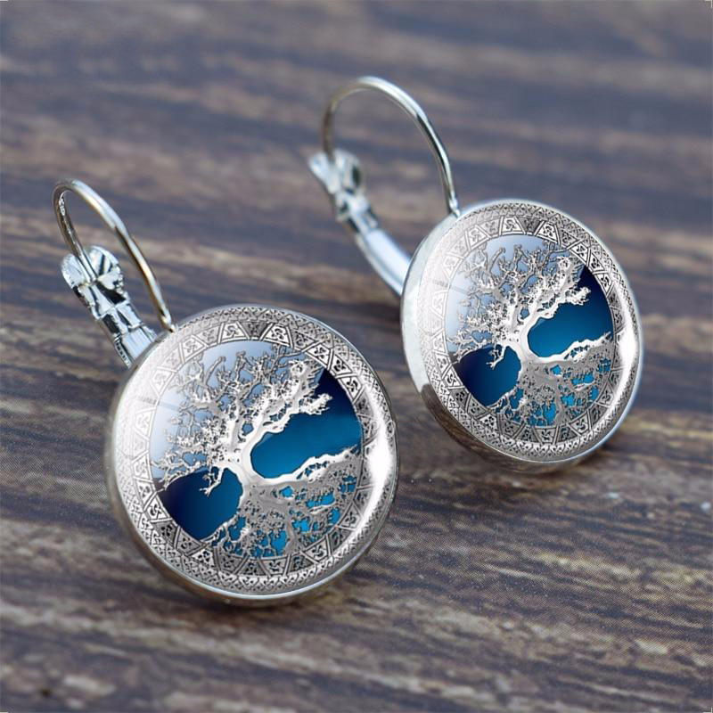 Boucles d'oreilles Arbre de Vie plaquées argent