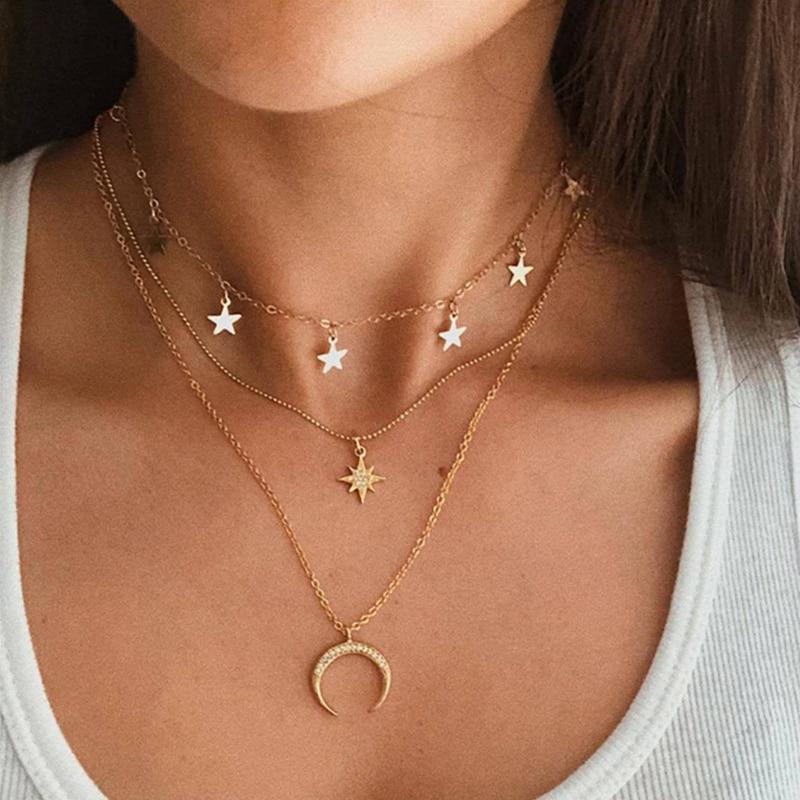 Collier lune plaqué argent