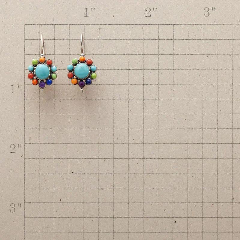 Boucles d'oreilles rondes en turquoise multicolores