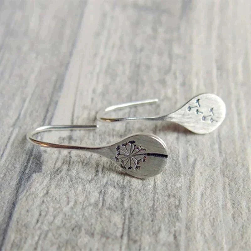 Boucles d'oreilles feuille de pissenlit en argent sterling plaqué