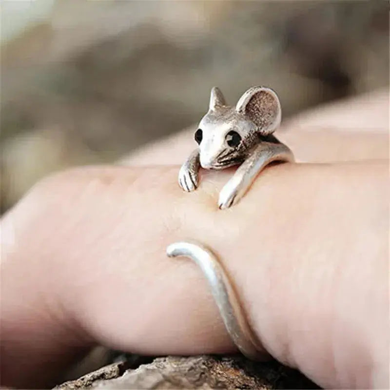 Bague de souris en argent vintage