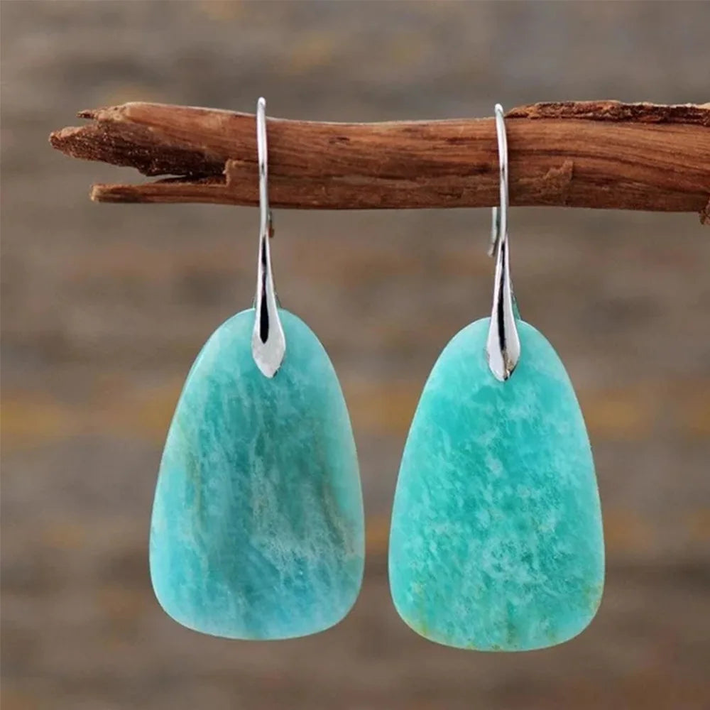 Boucles d'Oreilles Pierre Turquoise Vintage