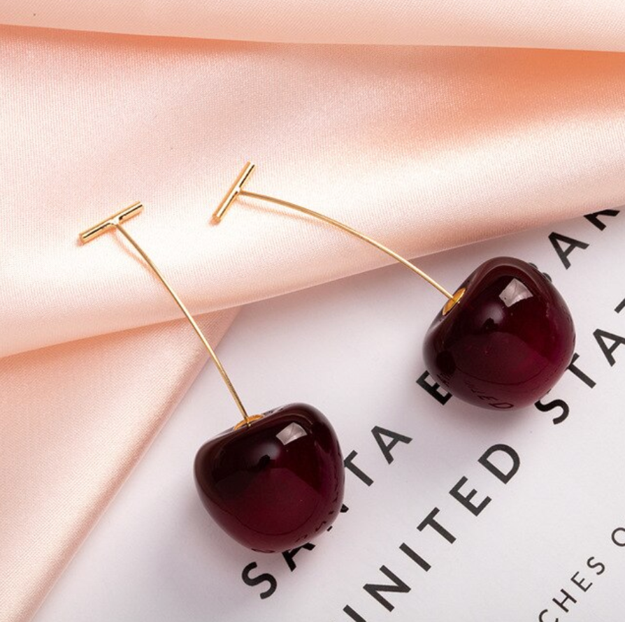 Boucles d'oreilles cerise rouge de luxe