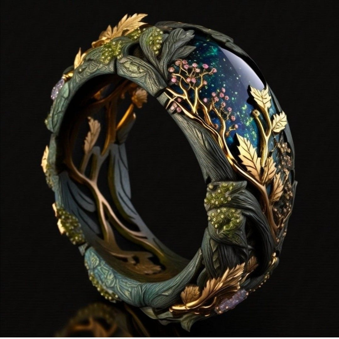 Bague en cristal exotique terrestre
