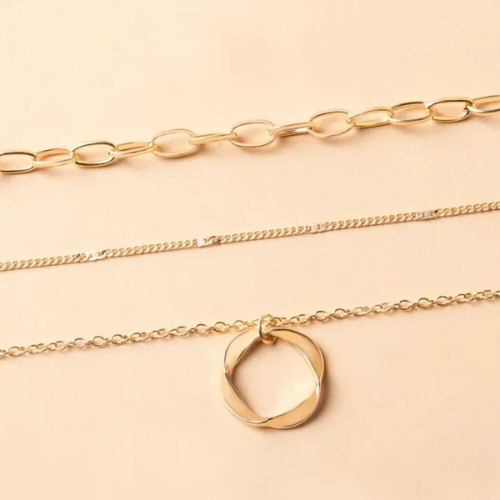 Carmen - Collier vintage avec chaîne et pendentif, doré