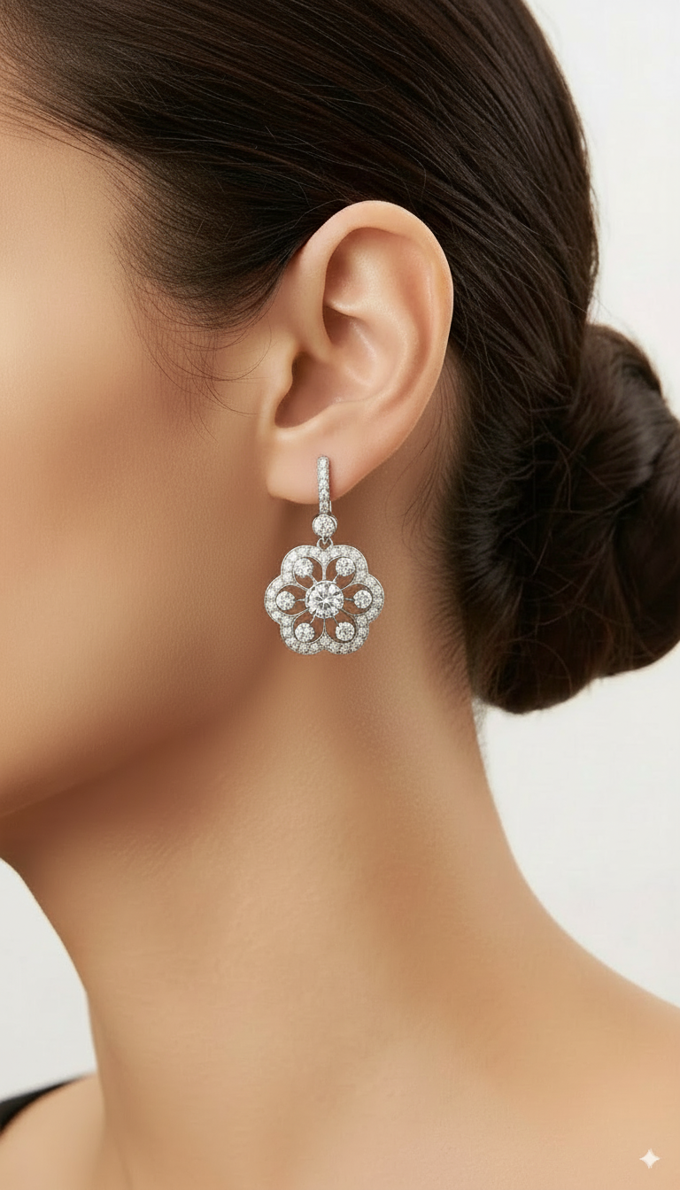 Boucles d'oreilles mandala en cristal vintage