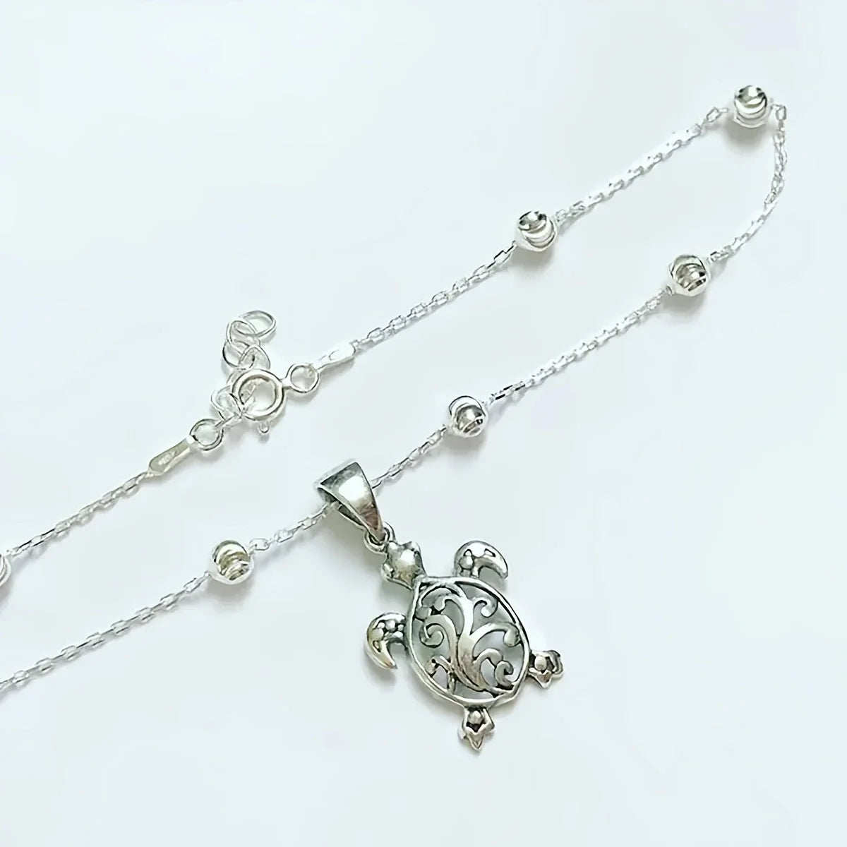 Bracelet de Cheville Tortue Bohème avec Perles Rondes Imperméable