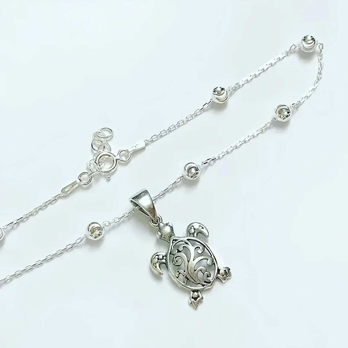 Bracelet cheville bohémien tortue imperméable avec perles rondes