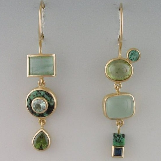 Boucles d'oreilles vertes pendantes vintage