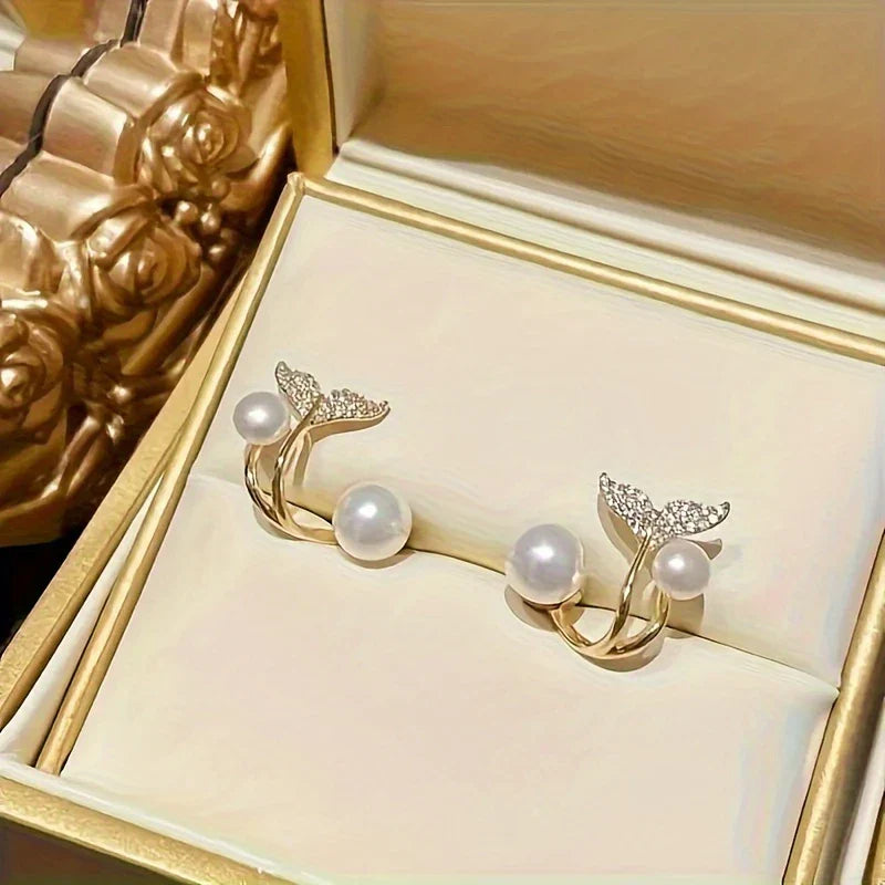 Boucles d'oreilles élégantes queue de sirène en perle