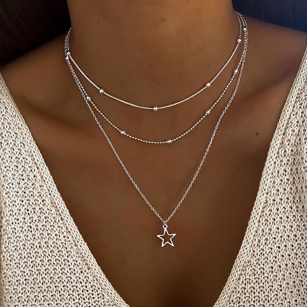 Collier étoile plaqué argent vintage